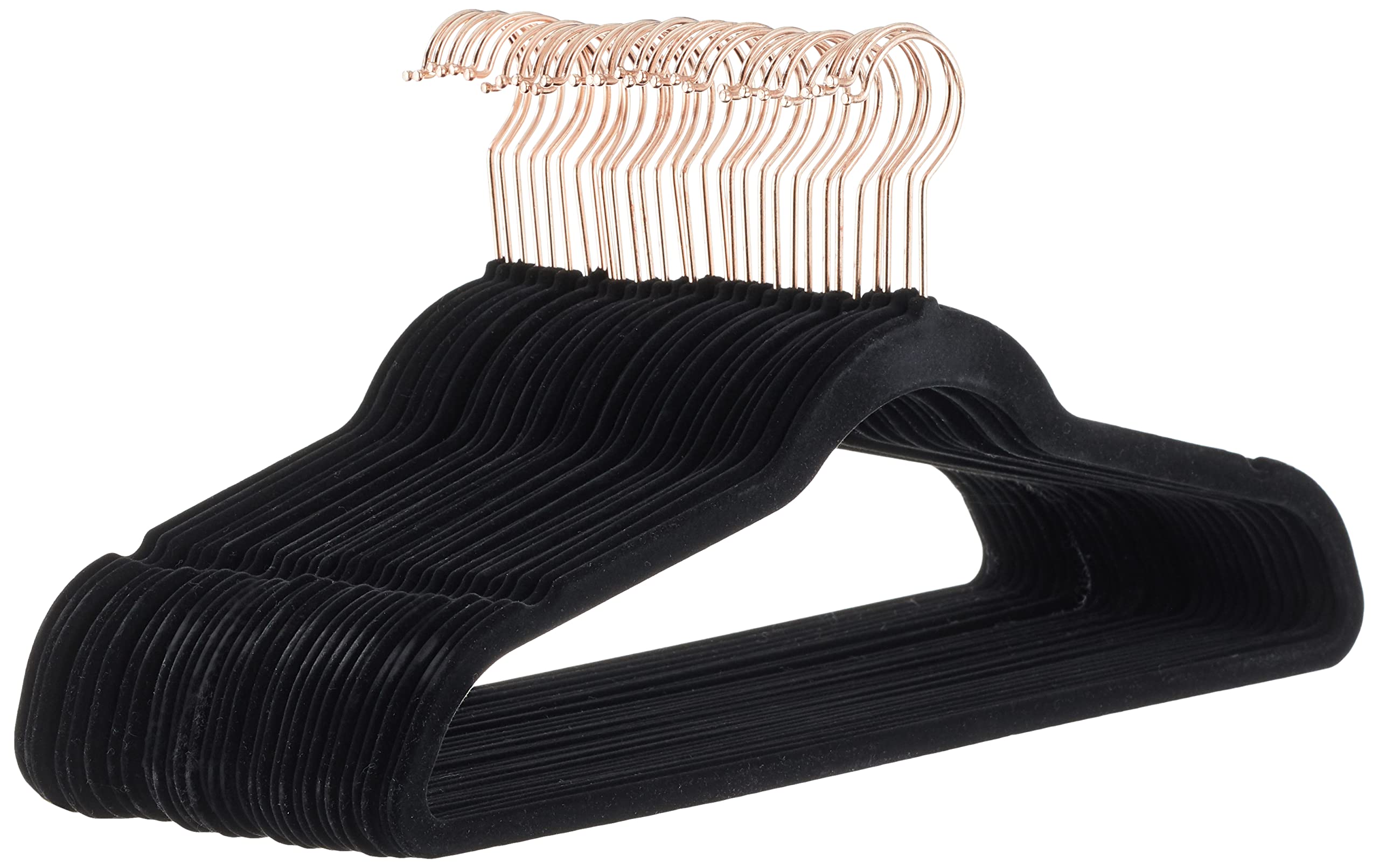 Amazon Basics Slim, Velvet, Non-Slip Suit Clothes Hangers, Pack of 50, Black